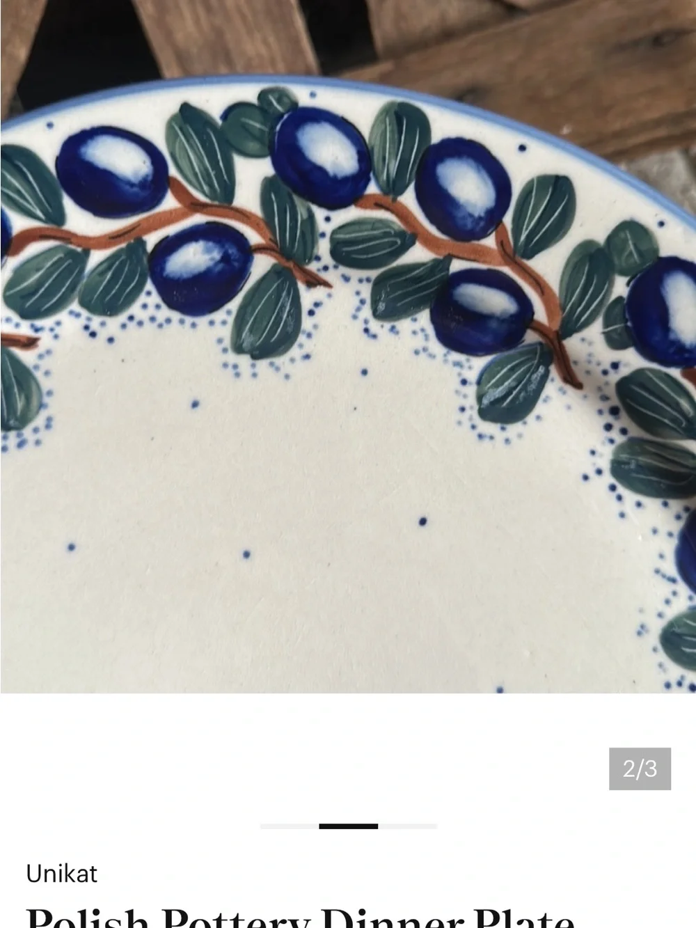Polish pottery plate olive with crack for @rebeccaprate235 - Picture 2 of 4